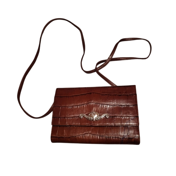 Brighton Crossbody Wallet Purse Brown Crocodile - Picture 2 of 13